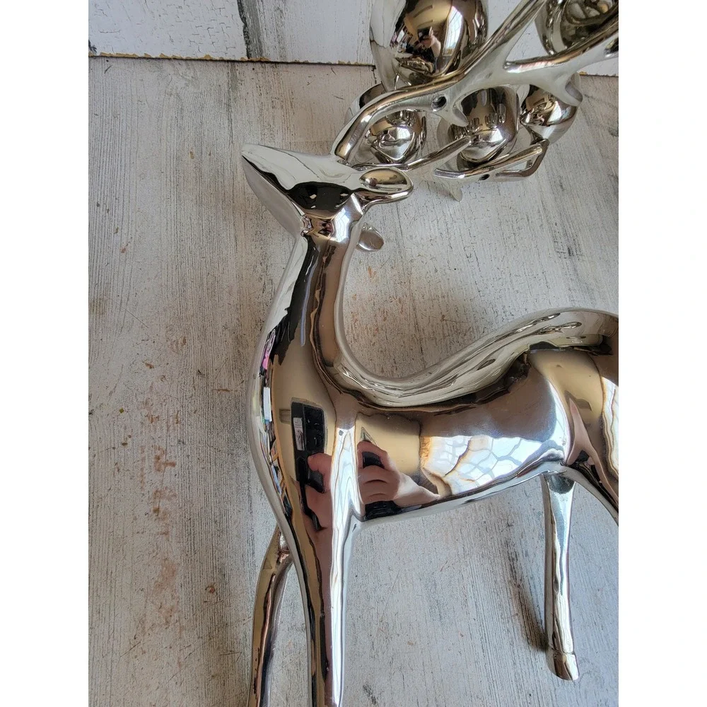 Pottery Barn? reindeer silver metal tea light candle holder Xmas Unique Home